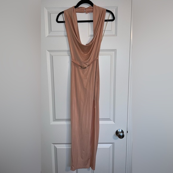 JLUXLABEL ‘Blush February Gold Clasped Halter Dress’ - Picture 2 of 8